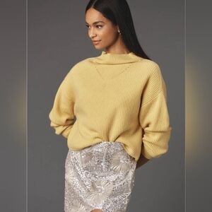 Anthropologie The Enza 100% Cashmere Ribbed Sweater Cropped Size XL